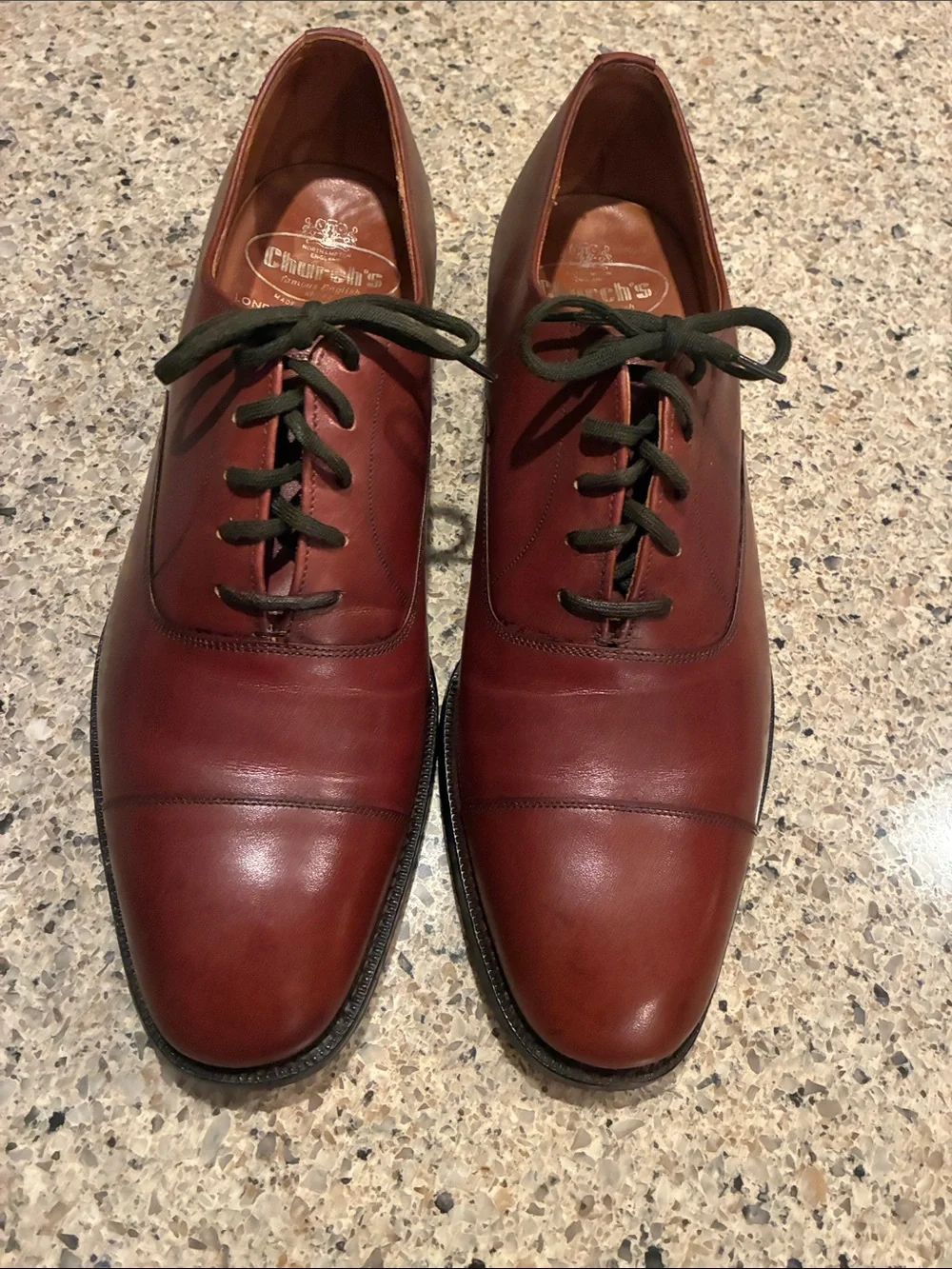 Men’s 10D Church's Men's Brown Cap-Toe Oxford Leather Dress Shoes